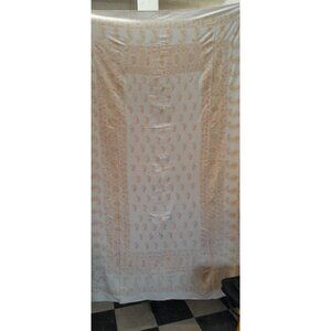 Beautiful Vintage Gold embroidered 53.75x82.5 Tablecloth